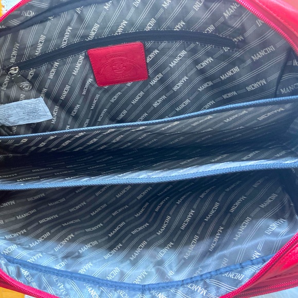 Mancini Red Leather Triple Compartment Briefcase for 15” Laptop/Tablet - Picture 9 of 16